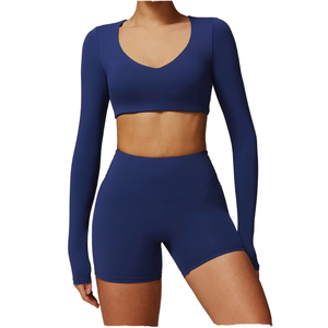 Nouvel ensemble <span class=keywords><strong>de</strong></span> leggings <span class=keywords><strong>de</strong></span> sport respirants et froncés 2026 pour <span class=keywords><strong>femmes</strong></span>, avec short <span class=keywords><strong>de</strong></span> yoga uni et taille élastique – Approvisionnement direct usine - Product Image 1