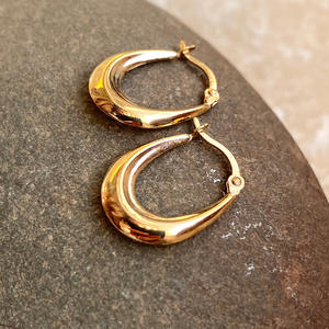 Orecchini a Cerchio Dorati per Donne, Placcati in Oro 18K, Stile Classico, Gioielli alla Moda - Product Image 4