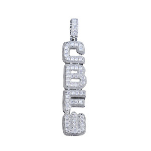 NUOYA Customize Vertical Font <strong>Initial</strong> <strong>Pendant</strong> Fully Iced Out <strong>Silver</strong> Plated Personalized CZ Letter <strong>Pendant</strong> Name Plate Jewelry - Product Image 6
