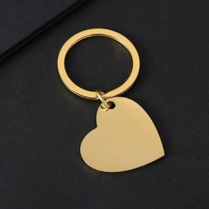 Custom Engravable Stainless Steel Slanted Heart Keychain - UV Laser Print Blank Metal Key <b>Ring</b> for Festival Gifts - Product Image 2