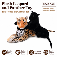 Ensemble de jouets en peluche Léopard Panthère, grand chat réaliste tacheté noir, poupée en peluche douce, OEM ODM, vente en gros personnalisée