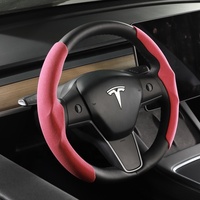 Accessoires auto de voiture en gros ABS daim 38cm pour tesla modèle y 2023 couverture de volant en fibre de carbone