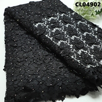 Tissu en dentelle florale 3D coréenne en maille, tissu en dentelle guipure haute qualité avec broderie florale en strass et cristaux, 5 yards pour mariage