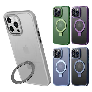 Anti-fall 2 In 1 Kickstand Magnetic Phone Case for iPhone 15 Pro Max 14 13 12 11 XR Frost Matte Shockproof Cellphone Cover Cases