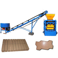 Machine à Fabriquer des Blocs Qt4 24 Semi-Automatique Creux en Ciment Béton pour Briques Emboîtables, Machinerie Max Jaune Espagne Bleu