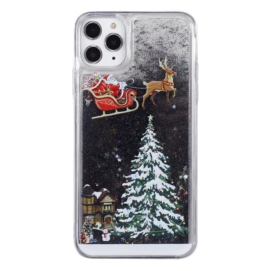 High Quality Wholesale Custom Cheap bling Christmas phone cases glitter phone cases