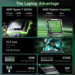 Portátil de Último Diseño de 15.9 Pulgadas, Amd R7 <span class=keywords><strong>6800hs</strong></span>, 2.5k Ips, Win 11 Pro, Ddr5, Ssd, Wifi 6, Portátil para Juegos y Negocios, Descuento por Volumen - Product Image 4