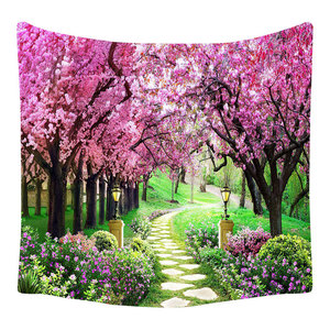 Mode rouge Rose fleur tenture murale <span class=keywords><strong>tapisserie</strong></span> décoration de la maison couvre-lit coussin de couchage Polyester fleur tapisseries - Product Image 2