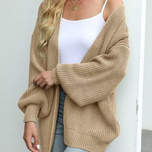 Cappotto 2025 da donna con maniche a lanterna Cardigan <span class=keywords><strong>in</strong></span> maglia di lana grossolana lungo nuovo stile autunno <span class=keywords><strong>inverno</strong></span> con tasche - Product Image 4