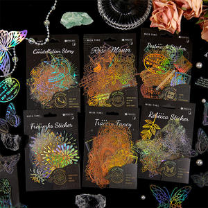 Paquete de 40 Hojas de Pegatinas PET, Serie Cuentos del Zodiaco, Adornos Dorados Cortados con Láser para Planificador - Product Image 2