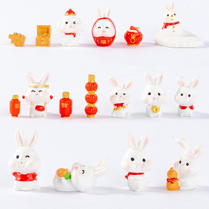 Dp Miniature Rabbit Resin Ornament <b>Chinese</b> New Year Indoor Decor Handmade Craft Gift - Product Image 5