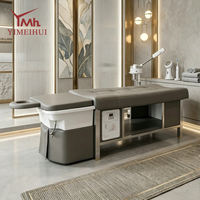 Lit de lavage de cheveux de style thaïlandais, électrique et réglable, avec station de massage et bol en céramique pour salon de coiffure professionnel
