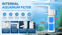 Filtre de réservoir de poissons submersible en plastique respectueux de l'environnement avec pompe à eau trois-en-un, buse de pulvérisation et aérateur