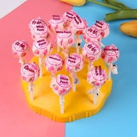 Permen Lolipop Buah Persik Putih Grosir, Permen Lolipop Bulat Pink, OEM Label Pribadi, Permen Suvenir Pernikahan
