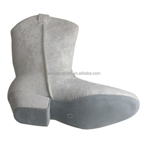 Botas de marfil de encaje personalizadas para mujer, botas de baile de tacón <span class=keywords><strong>cubano</strong></span>, suela de gamuza para boda - Product Image 4