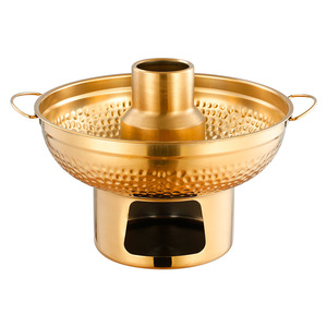 Chef Meis Stainless Steel Hot Pot Golden Color Heat Resistant Single Bottom For Thai Spicy Soup And Dessert - Product Image 1