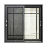 Verre à double vitrage fabricant gris Grand impact de verre noir Fenêtres et portes cadre en aluminium coulissant avec barres de sécurité