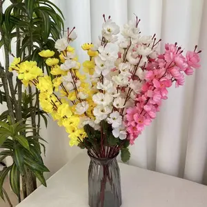 Yapay kiraz çiçeği çiçek dalları sahte ipek şeftali çiçeği ev düğün dekorasyon için