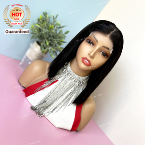 Dernière perruque bob vietnamien droite en os noir naturel non transformé perruque de cheveux humains doublement dessinée 13x6 hd cheveux humains perruque avant de lacet - Product Image 5