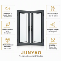 Fenêtre sur mesure en alliage d'aluminium, résistante aux ouragans, insonorisée, double vitrage trempé, verrouillage multipoints, certifiée Energy Star, conforme aux normes AS2047 et CE