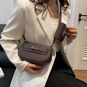 Nouveau sac à bandoulière en PU pour femme, style vintage, simple, couleur unie, avec fermeture éclair, sangle unique, printemps/automne/été/hiver - Product Image 1