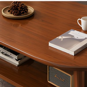 Table basse en bois de style Mid-Century Modern avec étagère de rangement, durable, facile à assembler, meuble de salon pour chambre, bureau, décoration intérieure - Product Image 2