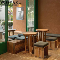 WISEMAX MÖBEL Vintage Einfache Restaurant-Möbel Massivholz Runder Esstisch Hotel Kleiner Speisetisch für Cafés