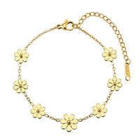 Gelang Bunga Daisy Cantik untuk Wanita, Rantai Liontin Daisy Baja Anti Karat Emas Berkilau, Tahan Noda, Minimalis, Modis