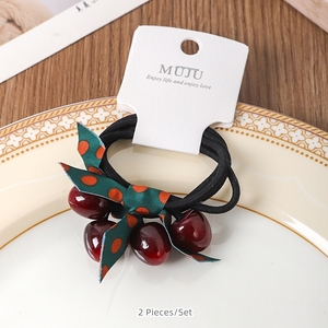 2件2卡片式甜樱桃发带高弹力发条韩版水果发饰 - Product Image 2
