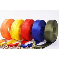 Sangle de fixation de cargaison durable 50 mm x 8 m, certifiée CE/GS, résistance à la rupture de 5000 kg, en PE/PP, avec double crochet en J, 1 pouce