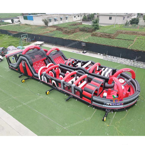 Carrera de obstáculos inflable gigante de PVC personalizada para eventos Carrera más larga para tobogán inflable con soplador incluido - Product Image 1