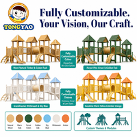 Structure de jeu pour enfants en bois naturel, style cabane forestière, avec toboggan et structure multi-tours, pour jardin et loisirs