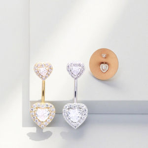CZ coeur nombril anneau 14G nombril Piercing barre acier chirurgical Piercing ventre Piercing bijoux vente chaude bijoux de corps - Product Image 1