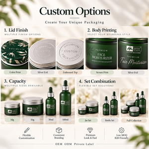 MERRY NEWON Vente en gros d'emballages personnalisés en verre pour soins de la peau, ensemble comprenant des pots à crème, des flacons compte-gouttes pour sérum et des couvercles en aluminium - Product Image 5