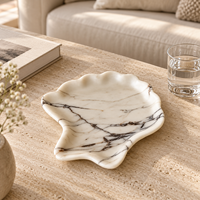 Plateau ondulé élégant en marbre blanc veiné naturel NANWEI, idéal pour bijoux, table basse et décoration intérieure