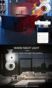 Icsee 3MP 6MP trong nhà Wifi bóng đèn Camera CCTV Ống kính kép 4MP Wifi Camera an ninh mạng IP ánh sáng Wifi PTZ bóng đèn Camera IP 6MP - Product Image 4