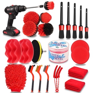 Ensemble de 24 brosses de détail <span class=keywords><strong>pour</strong></span> voiture, manche long en <span class=keywords><strong>plastique</strong></span>, brosses souples, <span class=keywords><strong>perceuse</strong></span>, roues intérieures et extérieures, kit de lavage <span class=keywords><strong>pour</strong></span> tableau de bord, nettoyage - Product Image 1