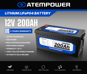 ATEM POWER 딥 사이클 마린 4WD 휴대용 <span class=keywords><strong>12V</strong></span> 200Ah LiFePO4 리튬 배터리 - Product Image 2