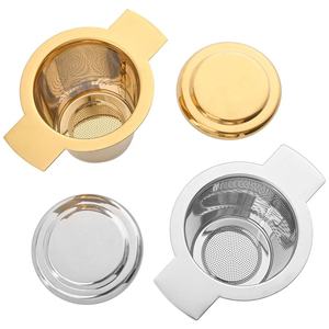 Wholesale 304 Stainless Steel Double Handle Metal <b>Tea</b> Filter <b>Infuser</b> With Lid Gold or Silver - Product Image 4