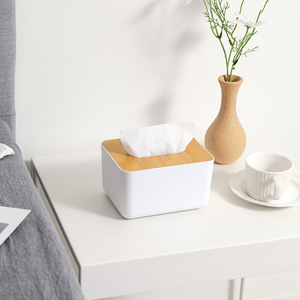 Nordic Style Desktop Tissue <b>Box</b> <b>With</b> Wooden <b>Lid</b> Multi Purpose Home Living Room Use - Product Image 2
