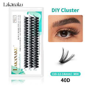 Lakanaku Segmented False Eyelashes 20P30P40P60P80P Thick Curly Individual <b>Lashes</b> For DIY Self <b>Adhesive</b> Use - Product Image 2