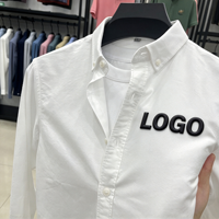 Kemeja Pria 100% Katun Oxford Kerah Kancing Lengan Panjang Warna Solid Kasual Regular Fit untuk Logo Kustom OEM ODM