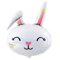 Kit de 2 ballons métalliques en forme de lapin de dessin animé 70 cm - Décorations de fête de Pâques pour enfants, couleurs noir, rose, or