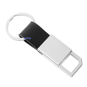 Personalisasi Nama Kustom Logam Kulit Tag Keychain Hitam Kulit Asli Gantungan Kunci Pemegang untuk Pria Anak Laki-laki Hadiah Keychain