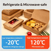 Boîtes à emporter en papier kraft imprimées sur mesure, boîte bento multi-compartiments, contenants alimentaires jetables avec fenêtre, couvercle biodégradable et recyclable