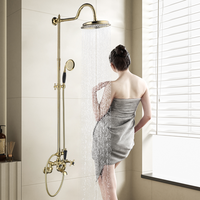 Ensemble de douche mural en laiton au design classique, robinet de douche de salle de bain en bronze antique traditionnel avec jet doux