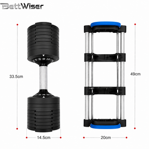 Modern Black Adjustable Dumbells 20kg 40kg Silent <b>Rubber</b> Coated Home Workout Weighted Adjustable <b>Dumbbell</b> Fitness Equipment ZK-A - Product Image 4