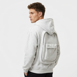 Men's Hooded Hoodie Gray Fleece Pocket Casual Autumn Regular Fit <b>Knitted</b> Cotton Hoodie Machine Washable Non-Stretch Front <b>Bags</b> - Product Image 5