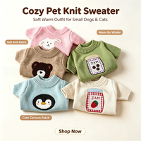 Pull en tricot brodé motif animal de dessin animé, en polaire arctique doux et chaud pour petits chiots et chatons, tailles S-XL