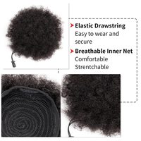 Perruque en cheveux naturels tendance 2026, style afro bouclé, chignon à cordon, 6/8 pouces